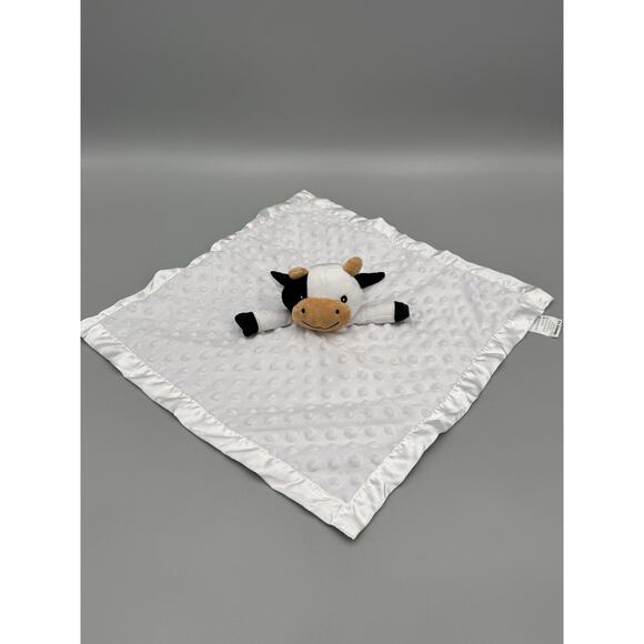Pro Golem Black & White Cow Lovey Plush Satin Trim Security Blanket - Picture 1 of 6